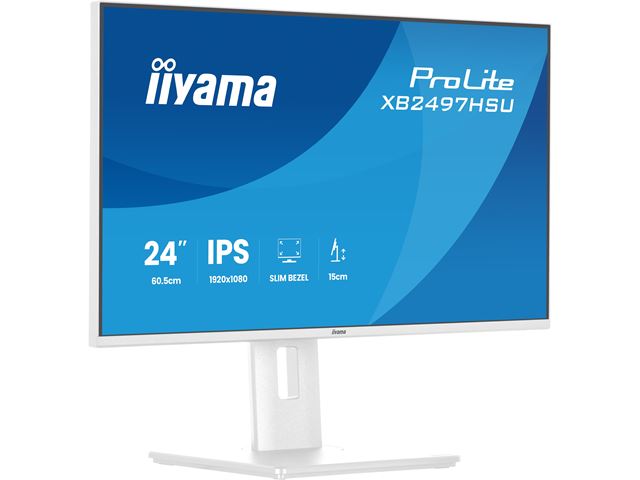 iiyama ProLite monitor XB2497HSU-W1 24" IPS, White, Full HD, energy label C, HDMI, Display Port, 120 hz, Height Adjustable, Eye Comfort  image 12