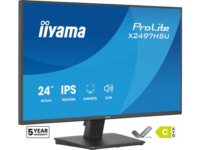 iiyama ProLite monitor X2497HSU-B1 24" IPS, Full HD, energy label C, HDMI, Display Port, 120 hz, Eye Comfort  image 3