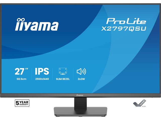 iiyama ProLite monitor X2797QSU-B1 27" IPS, 2560x1440, 4-side slim bezel, 75hz, Black, HDMI, Display Port, image 0