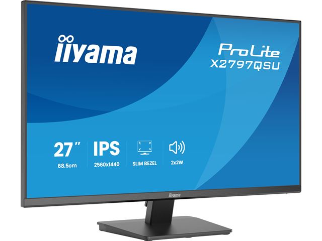 iiyama ProLite monitor X2797QSU-B1 27" IPS, 2560x1440, 4-side slim bezel, 75hz, Black, HDMI, Display Port, image 4