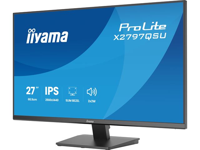 iiyama ProLite monitor X2797QSU-B1 27" IPS, 2560x1440, 4-side slim bezel, 75hz, Black, HDMI, Display Port, image 5
