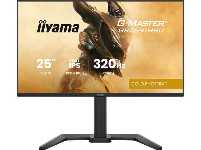 iiyama G-Master Gold Phoenix gaming monitor GB2591HSU-B1 24.5" Black, Fast IPS, Ultra Slim Bezel, Full HD, 320Hz, 0.4ms, FreeSync, HDMI, Display Port, USB Hub image 0