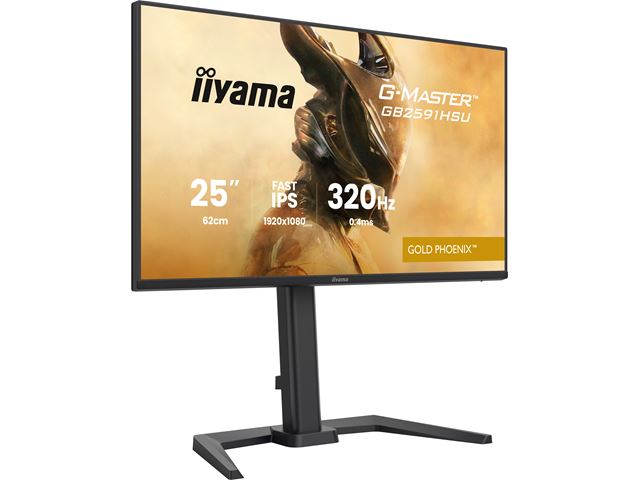 iiyama G-Master Gold Phoenix gaming monitor GB2591HSU-B1 24.5" Black, Fast IPS, Ultra Slim Bezel, Full HD, 320Hz, 0.4ms, FreeSync, HDMI, Display Port, USB Hub image 4