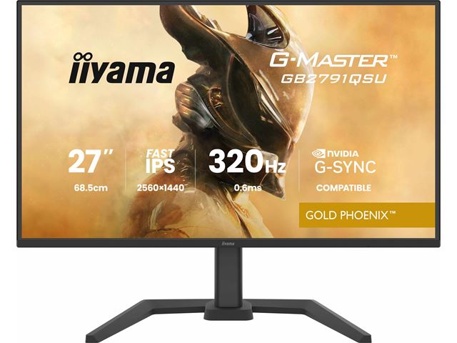 iiyama G-Master Gold Phoenix gaming monitor GB2791QSU-B1 27" Black, Fast IPS, Ultra Slim Bezel, QHD Res 2560 x 1440, 320Hz, 0.4ms, FreeSync, HDMI, Display Port, USB Hub image 0