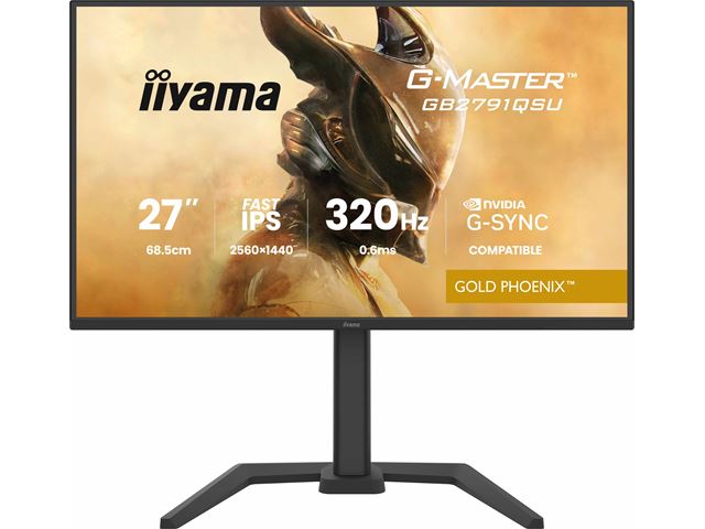 iiyama G-Master Gold Phoenix gaming monitor GB2791QSU-B1 27" Black, Fast IPS, Ultra Slim Bezel, QHD Res 2560 x 1440, 320Hz, 0.4ms, FreeSync, HDMI, Display Port, USB Hub image 2