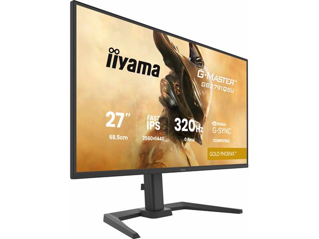 iiyama G-Master Gold Phoenix gaming monitor GB2791QSU-B1 27" Black, Fast IPS, Ultra Slim Bezel, QHD Res 2560 x 1440, 320Hz, 0.4ms, FreeSync, HDMI, Display Port, USB Hub image 3