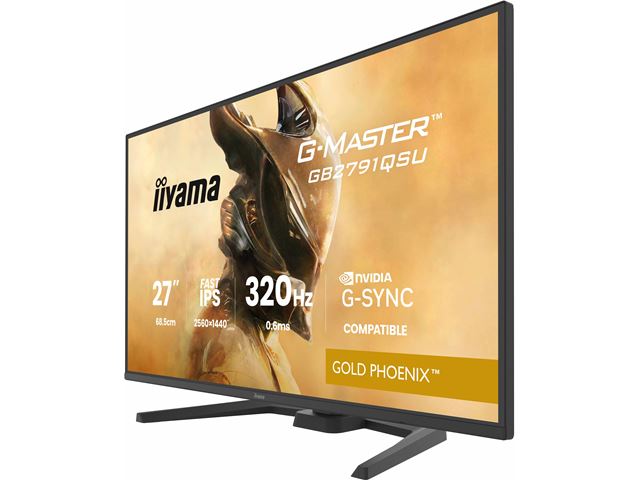 iiyama G-Master Gold Phoenix gaming monitor GB2791QSU-B1 27" Black, Fast IPS, Ultra Slim Bezel, QHD Res 2560 x 1440, 320Hz, 0.4ms, FreeSync, HDMI, Display Port, USB Hub image 7