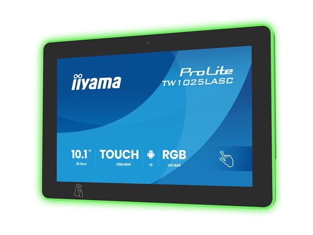 iiyama ProLite TW1025LASC-B3PNR, 10.1” PCAP 10pt touch screen with Android and Power over Ethernet Technology, Webcam/Mic, NFC/RFID reader and RGB LED bar image 2