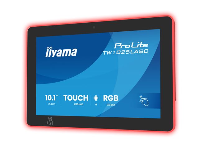 iiyama ProLite TW1025LASC-B3PNR, 10.1” PCAP 10pt touch screen with Android and Power over Ethernet Technology, Webcam/Mic, NFC/RFID reader and RGB LED bar image 3
