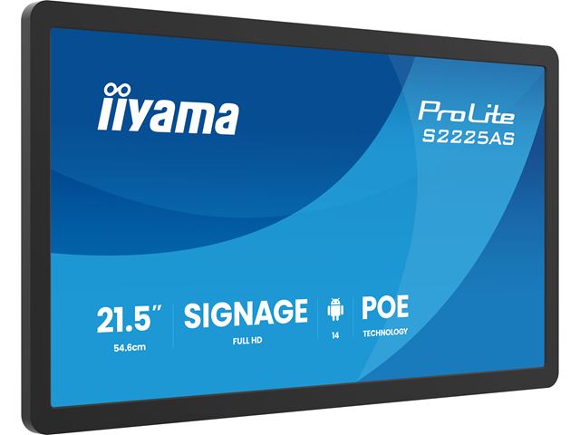 iiyama ProLite S2225AS-B1P Professional Grade Small Format Signage, 22”, Android OS, IPS, LAN control, POE, USB-C image 2
