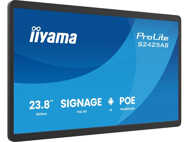 iiyama ProLite S2425AS-B1P Professional Grade Small Format Signage, 24”, Android OS, IPS, LAN control, POE, USB-C image 2