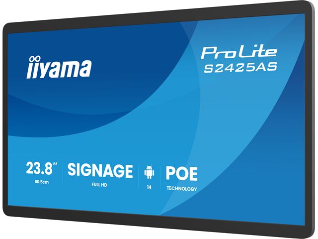 iiyama ProLite S2425AS-B1P Professional Grade Small Format Signage, 24”, Android OS, IPS, LAN control, POE, USB-C image 3
