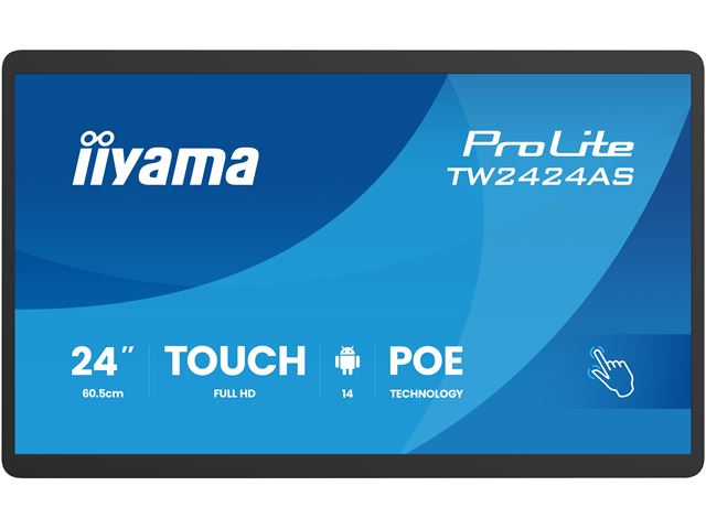 iiyama ProLite TW2424AS-B13P, 24” IPS, Full HD PCAP 10pt touch screen with Android and anti glare coating, PoE Technology and iiSignage² image 0