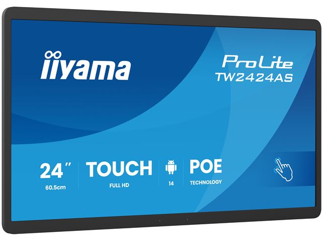 iiyama ProLite TW2424AS-B13P, 24” IPS, Full HD PCAP 10pt touch screen with Android and anti glare coating, PoE Technology and iiSignage² image 1