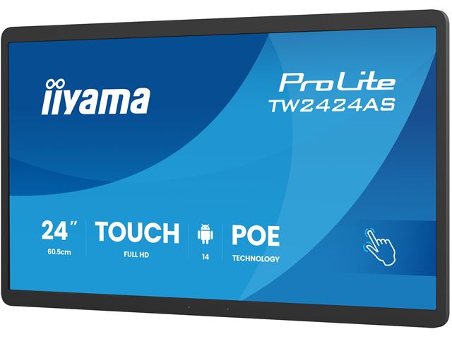 iiyama ProLite TW2424AS-B13P, 24” IPS, Full HD PCAP 10pt touch screen with Android and anti glare coating, PoE Technology and iiSignage² image 2