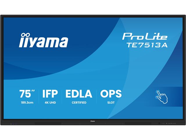 iiyama ProLite TE7513A-B2AG 75’’ Google EDLA Certified 4K Touchscreen, iiWare 21E with Android 14-EDLA, WiFi-6 with Bluetooth 5, with wall mount. image 0