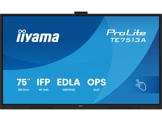 iiyama ProLite TE7513A-B2AG 75’’ Google EDLA Certified 4K Touchscreen, iiWare 21E with Android 14-EDLA, WiFi-6 with Bluetooth 5, with wall mount. image 1