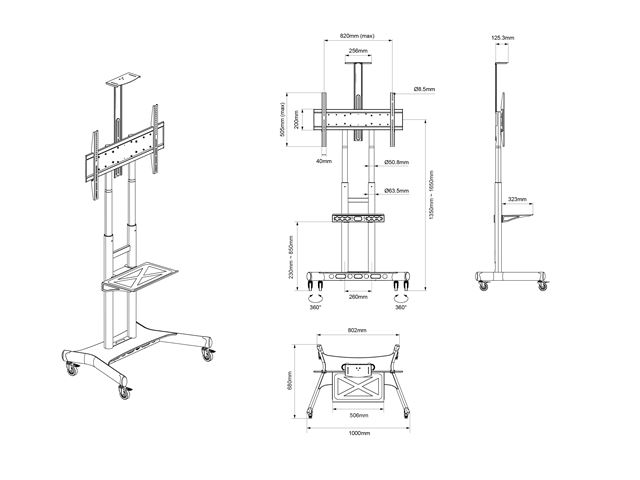Multibrackets M Public Floorstand Basic for 55" - 86" screens -  max load: 90kg - UL - VESA: 200x200-800x500mm - black image 4