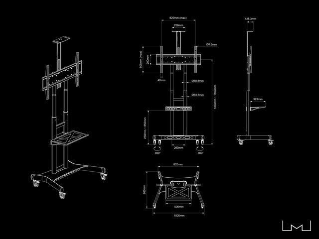 Multibrackets M Public Floorstand Basic for 55" - 86" screens -  max load: 90kg - UL - VESA: 200x200-800x500mm - black image 6
