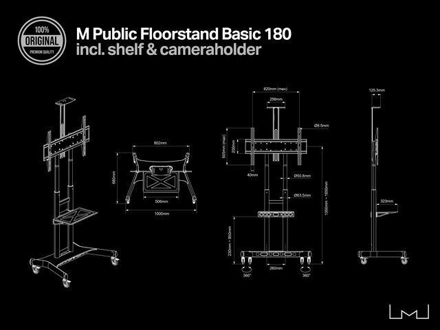 Multibrackets M Public Floorstand Basic for 55" - 86" screens -  max load: 90kg - UL - VESA: 200x200-800x500mm - black image 8