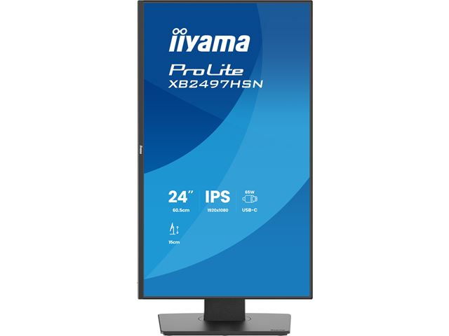 iiyama ProLite monitor XB2497HSN-B1 24" IPS, Full HD, Ultra Slim Bezel, HDMI, Display Port, USB-C dock, Ergonomic Height Adjustable.  image 2