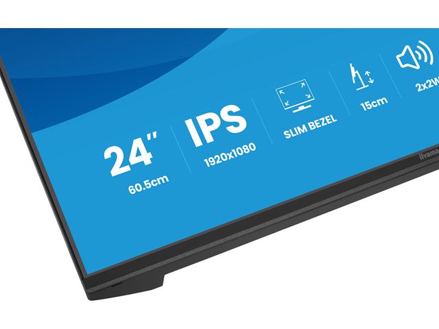 iiyama ProLite monitor XB2491HS-B1 24" IPS, Height Adjustable, Full HD, Black, Ultra Slim Bezel, HDMI, Display Port, 120hz, speakers image 8