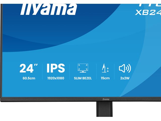 iiyama ProLite monitor XB2491HS-B1 24" IPS, Height Adjustable, Full HD, Black, Ultra Slim Bezel, HDMI, Display Port, 120hz, speakers image 9