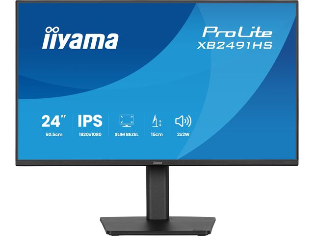 iiyama ProLite monitor XB2491HS-B1 24" IPS, Height Adjustable, Full HD, Black, Ultra Slim Bezel, HDMI, Display Port, 120hz, speakers image 2