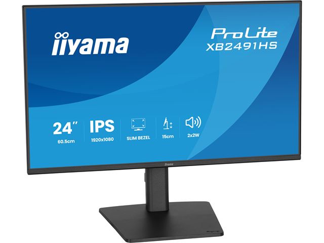 iiyama ProLite monitor XB2491HS-B1 24" IPS, Height Adjustable, Full HD, Black, Ultra Slim Bezel, HDMI, Display Port, 120hz, speakers image 1