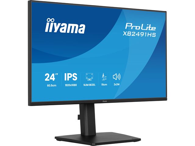 iiyama ProLite monitor XB2491HS-B1 24" IPS, Height Adjustable, Full HD, Black, Ultra Slim Bezel, HDMI, Display Port, 120hz, speakers image 5