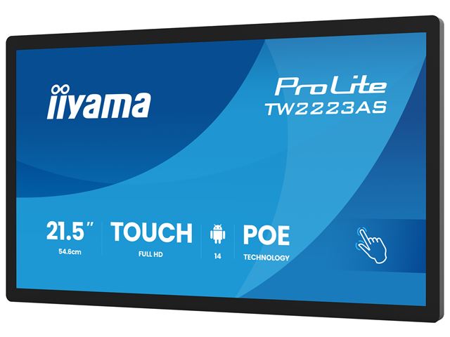 iiyama ProLite TW2223AS-B3P, 22” Full HD PCAP 10pt touch screen with Android and edge-to-edge glass, 24/7, POE, Wi-Fi connection, LAN (RJ45) and Bluetooth connectors image 5