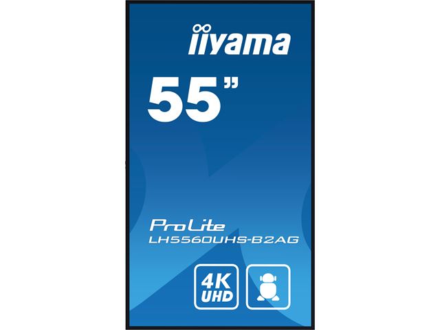 iiyama ProLite LH5560UHS-B2AG 55", VA, 4K, 24/7 Hours Operation, HDMI x 3, Landscape/Portrait, Anti-Glare, Android OS and FailOver image 1