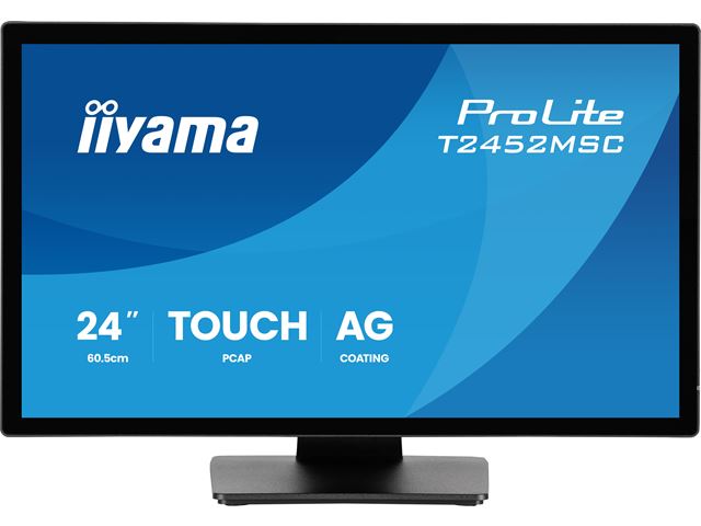 iiyama ProLite monitor T2452MSC-B2AG 24" Black, IPS, Projective Capacitive 10pt touch, HDMI, Display Port, edge-to-edge glass, anti fingerprint coating, anti-glare image 0