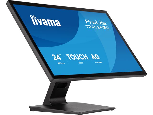 iiyama ProLite monitor T2452MSC-B2AG 24" Black, IPS, Projective Capacitive 10pt touch, HDMI, Display Port, edge-to-edge glass, anti fingerprint coating, anti-glare image 1