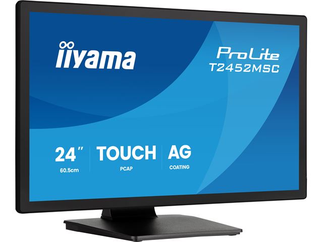 iiyama ProLite monitor T2452MSC-B2AG 24" Black, IPS, Projective Capacitive 10pt touch, HDMI, Display Port, edge-to-edge glass, anti fingerprint coating, anti-glare image 3