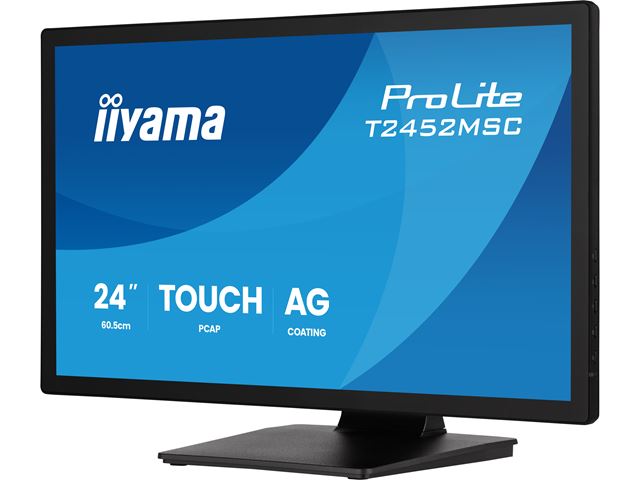 iiyama ProLite monitor T2452MSC-B2AG 24" Black, IPS, Projective Capacitive 10pt touch, HDMI, Display Port, edge-to-edge glass, anti fingerprint coating, anti-glare image 2
