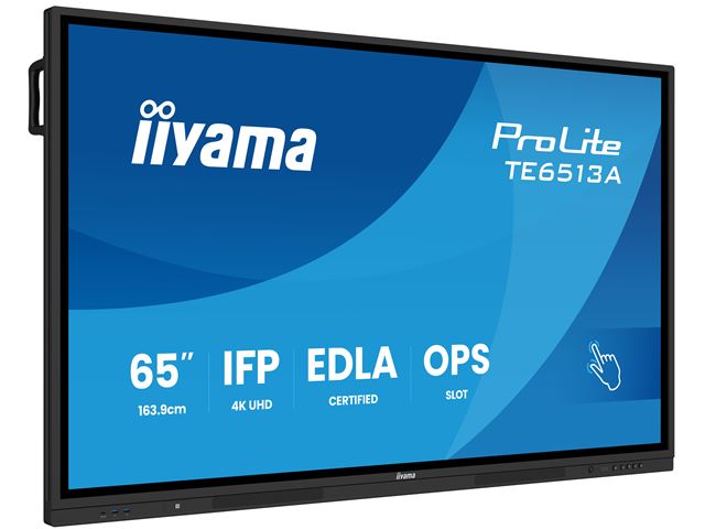 iiyama ProLite TE6513A-B2AG 65’’ Google EDLA Certified 4K Touchscreen, iiWare 21E with Android 14-EDLA, WiFi-6E with Bluetooth 5, with wall mount. image 1