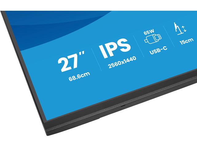 iiyama ProLite monitor XB2797QSN-B1 27" IPS, WQHD, USB-C dock and RJ45 (LAN), Ultra Slim Bezel, HDMI, Display Port, Height Adjustable.  image 11