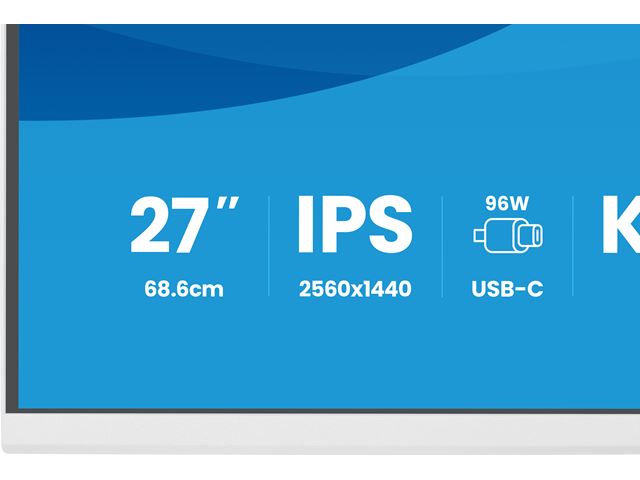 iiyama ProLite monitor XB2797QSNP-W1 27" IPS, WQHD, KVM Switch, USB-C dock and RJ45 (LAN), Ultra Slim Bezel, HDMI, Display Port, Height Adjustable.  image 10