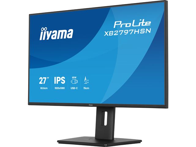 iiyama ProLite Monitor XB2797HSN-B1 27", Black, Height Adjustable, IPS Panel, USB-C connection, Daisy chain, RJ45 (LAN) image 5