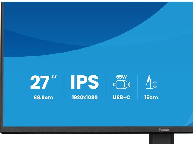 iiyama ProLite Monitor XB2797HSN-B1 27", Black, Height Adjustable, IPS Panel, USB-C connection, Daisy chain, RJ45 (LAN) image 10
