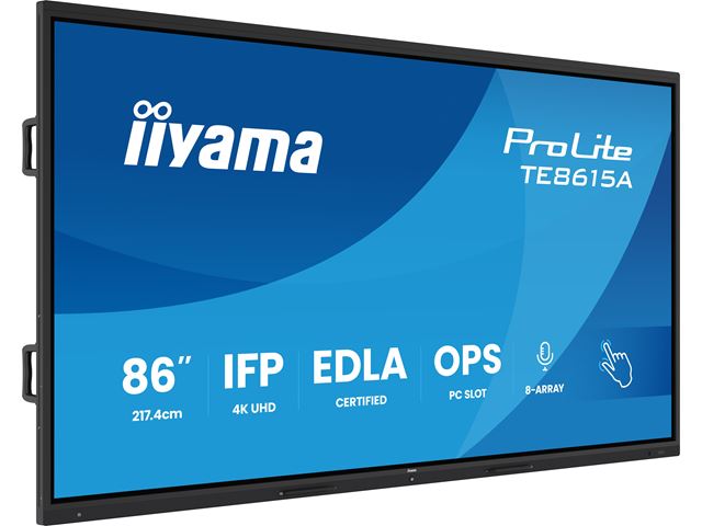iiyama ProLite TE8615A-B2AG 86’’ Google EDLA Certified 4K Touchscreen, iiWare 21E with Android 14-EDLA, PIP, WiFi-6 with Bluetooth 5, 20W Subwoofer, with wall mount. image 1