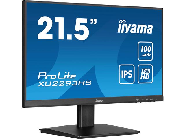 iiyama ProLite monitor XU2293HS-B6 22" IPS, 3-side borderless, Full HD, HDMI, 100hz refresh rate, flicker free, blue light reducer image 1