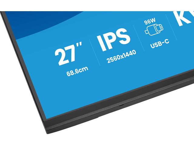 iiyama ProLite monitor XB2797QSNP-B1 27" IPS, WQHD, KVM Switch, USB-C dock with 96W pwer delivery and RJ45 (LAN), Ultra Slim Bezel, HDMI, Display Port, Height Adjustable image 2