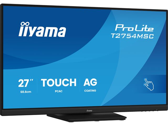iiyama ProLite touch screen monitor T2754MSC-B2AG 27" Black, IPS, Full HD, Projective Capacitive 10pt touch, HDMI, Anti-Glare image 0