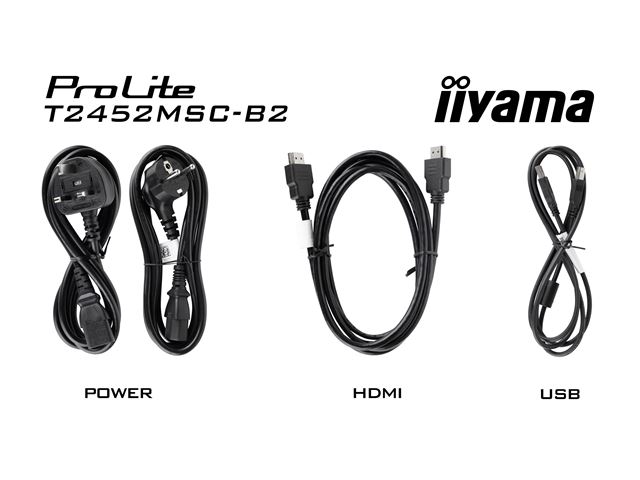 iiyama ProLite monitor T2452MSC-B2 24" Black, IPS, Projective Capacitive 10pt touch, HDMI, Display Port, edge-to-edge glass, anti fingerprint coating image 7