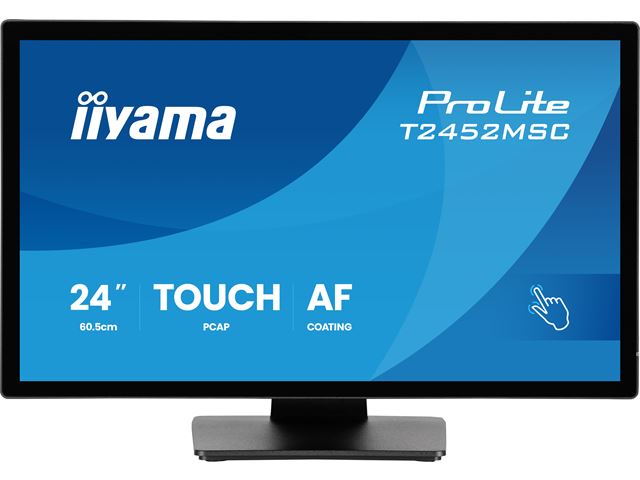 iiyama ProLite monitor T2452MSC-B2 24" Black, IPS, Projective Capacitive 10pt touch, HDMI, Display Port, edge-to-edge glass, anti fingerprint coating image 0