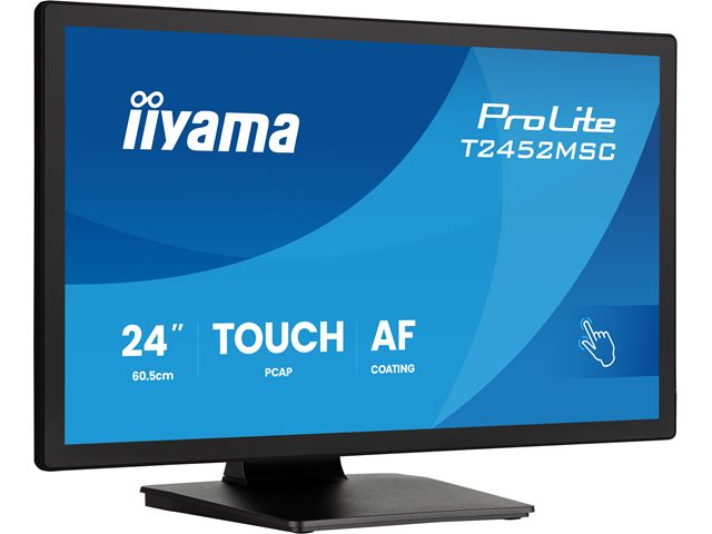 iiyama ProLite monitor T2452MSC-B2 24" Black, IPS, Projective Capacitive 10pt touch, HDMI, Display Port, edge-to-edge glass, anti fingerprint coating image 2