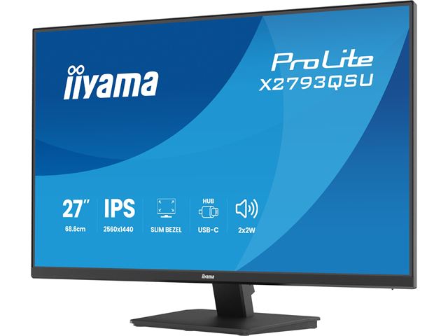 iiyama ProLite monitor X2793QSU-B1, 27" IPS, 75Hz, Black, 4-side slim bezel and QHD Res 2560×1440, HDMI, Display Port, USB Hub image 4