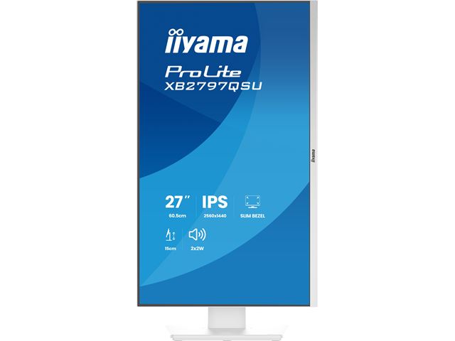 iiyama ProLite monitor XB2797QSU-W1 27" IPS, Height Adjustable, 2560x1440, 4-side slim bezel, 75hz, White, HDMI, Display Port, image 3
